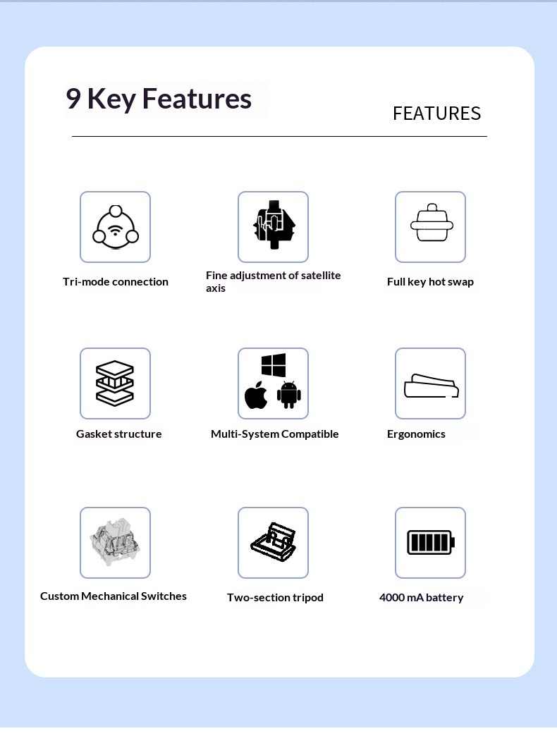 Teclado mecánico, con cable, inalámbrico, Bluetooth, intercambiable en caliente, apto para distribución de 98 teclas, estructura de junta, disponible para_voghion.com