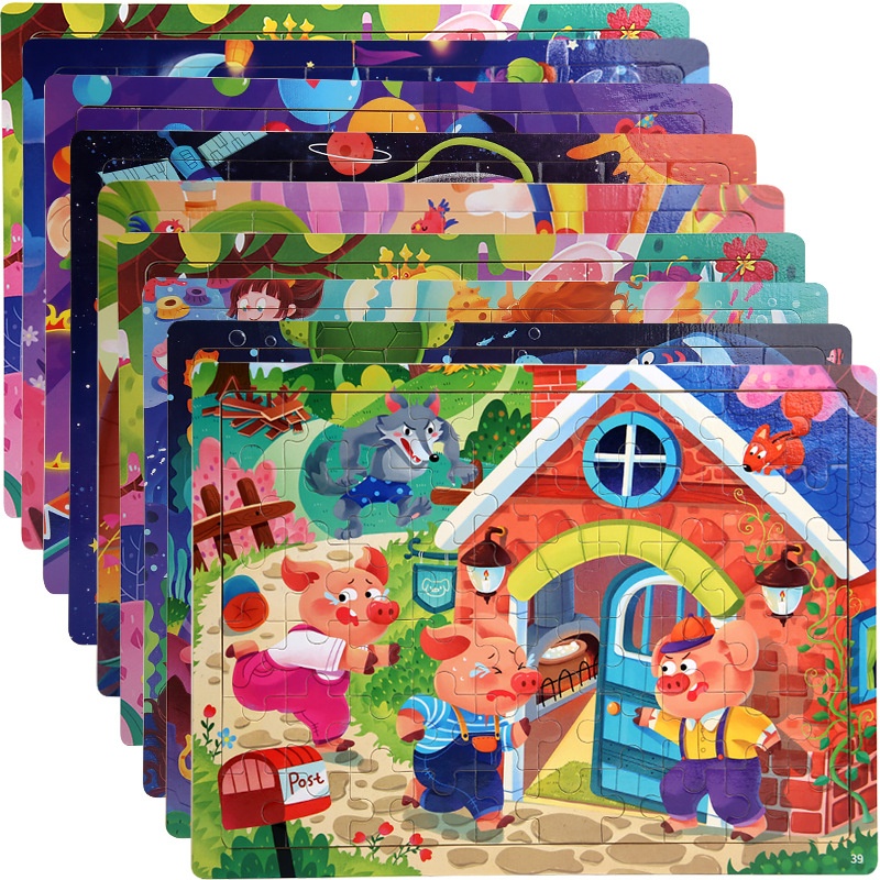 60-piece Educational Children Aged 3 To 6, Baby Toddler Toy For Boys And Girls, Scene Puzzle Board, Wooden_voghion.com