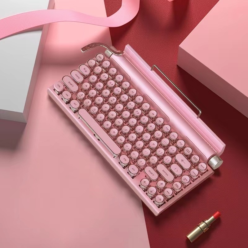 Cross-Border Source Punk Retro Gaming Internet Cafe Kabelgebundene Kabellose Bluetooth Mechanische Tastatur mit blauen Schaltern_voghion.com