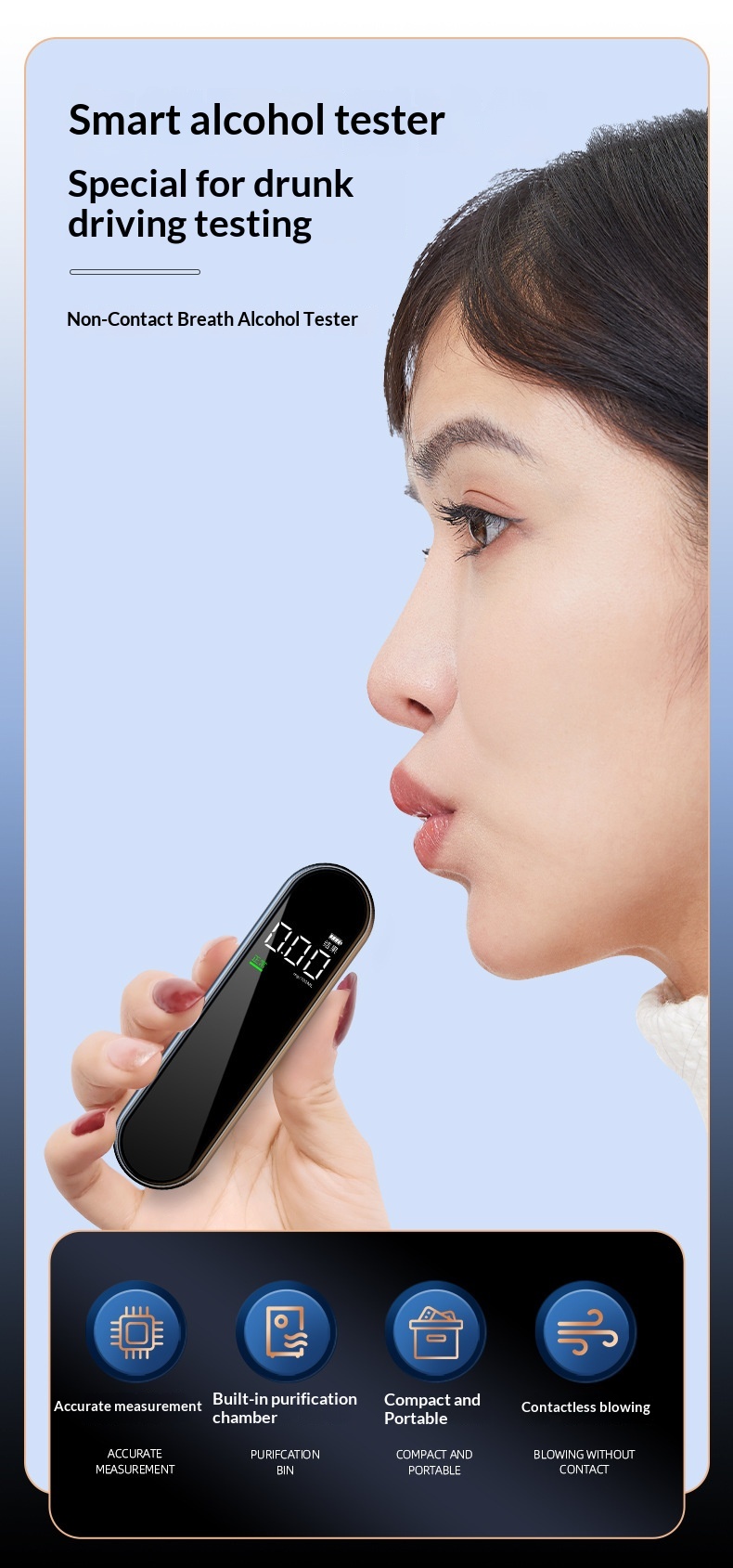 Car Intelligent Voice Digital Display Portable Detector High Precision Blowing Alcohol Tester_voghion.com