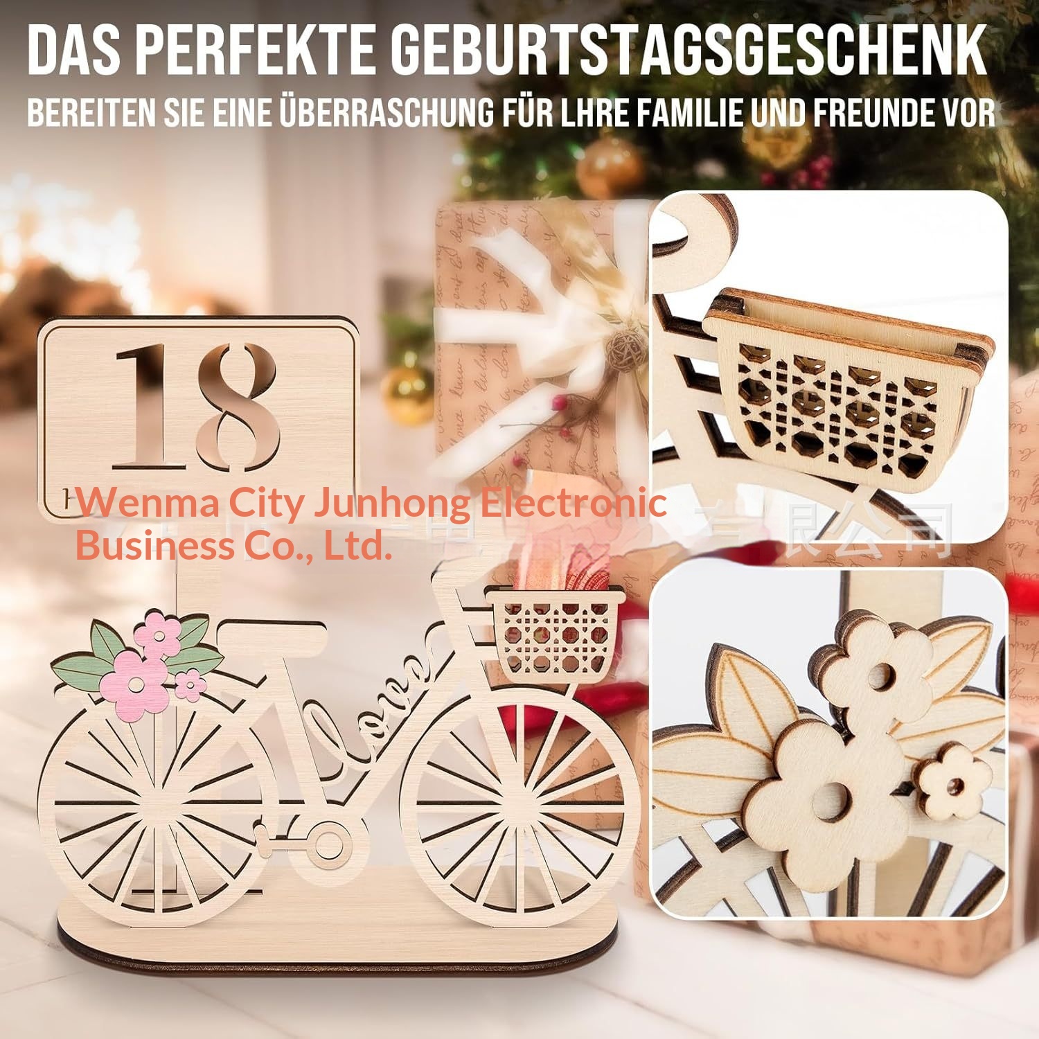 Cross-border Best-selling Wooden Bicycle Sign Craft Decoration Ornament Natural Wood Birthday Money Gift_voghion.com
