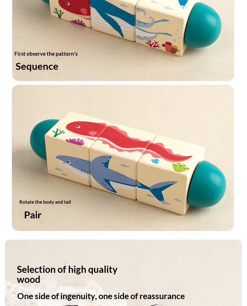 Quebra-cabeça de blocos giratórios para jardim de infância, de 3 a 6 anos, educativo, para aprendizagem precoce, interativo para pais e filhos._voghion.com