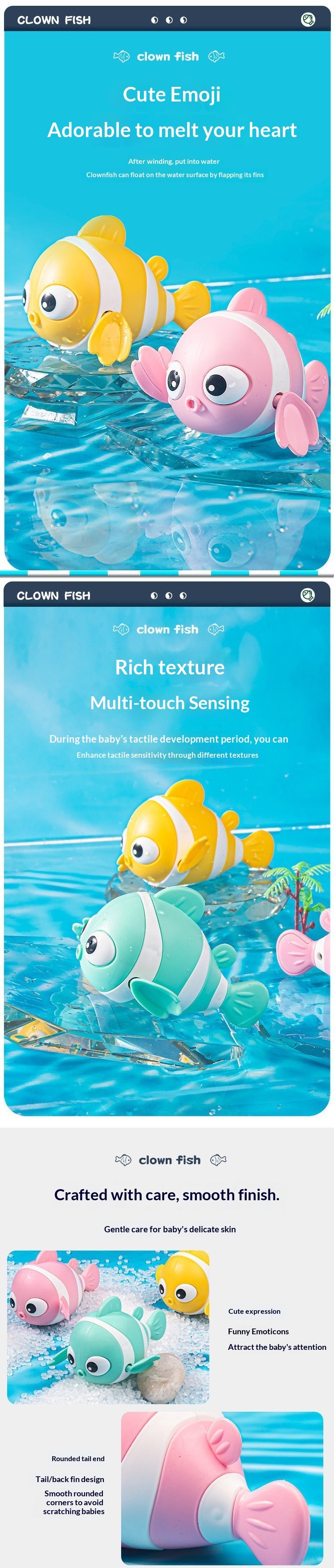 Clownfish Wind-up Swimming Bath Toy For Babies And Toddlers_voghion.com
