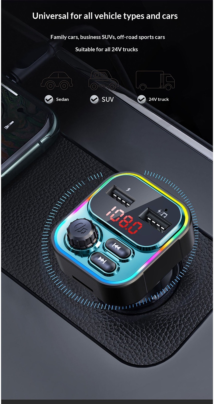 Cross-border New Bluetooth MP3 Super Fast Charging Multi-functional Car Player Charger FM Transmitter_voghion.com