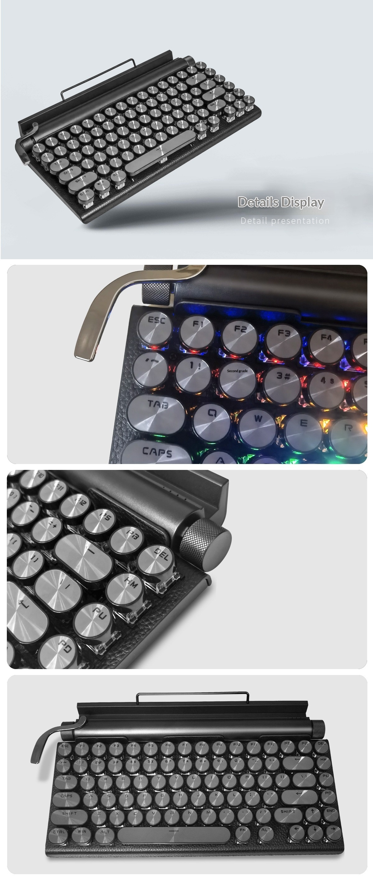 Cross-Border Source Punk Retro Gaming Internet Cafe Kabelgebundene Kabellose Bluetooth Mechanische Tastatur mit blauen Schaltern_voghion.com