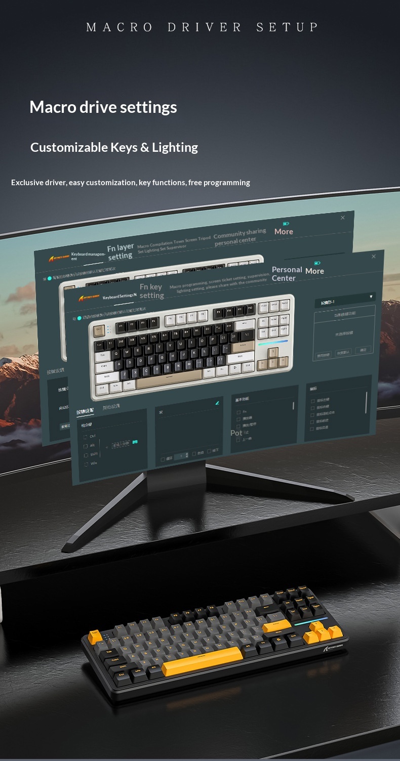 Teclado mecánico inalámbrico Attack Shark X87 con Bluetooth, triple modo, junta personalizable y grabado lateral para juegos._voghion.com