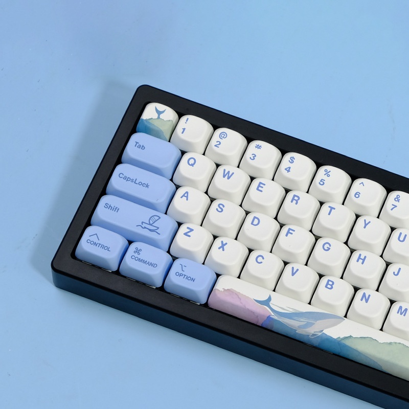Ocean Rhythm Theme Blue MOA\KOA Dye-Sublimation PBT Material 135-Key Small Full Set Univeral Mechanical Keyboard_voghion.com