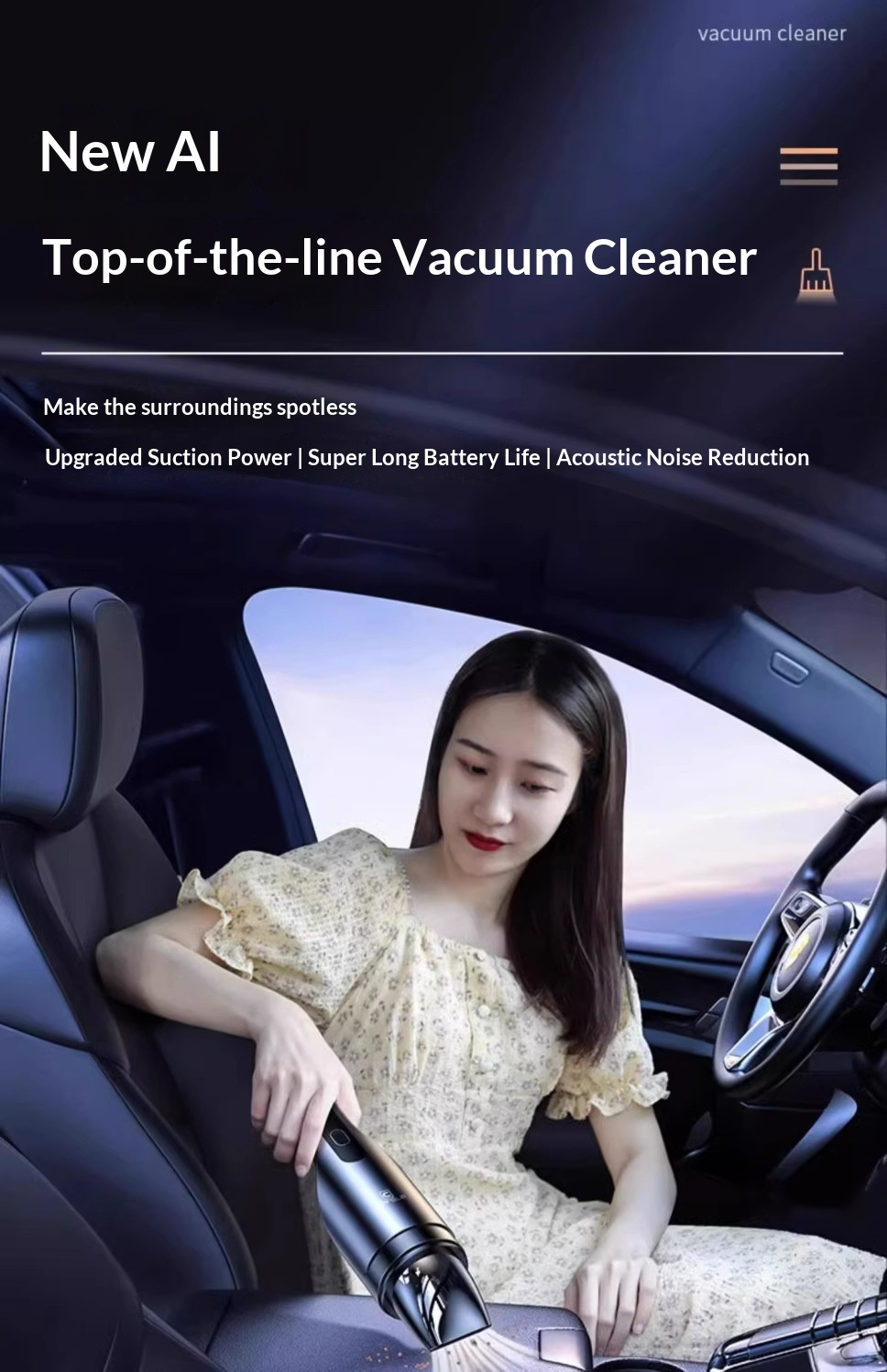 Draadloze autostofzuiger met supersterke zuigkracht en hoog vermogen, ideaal voor tweeërlei gebruik._voghion.com