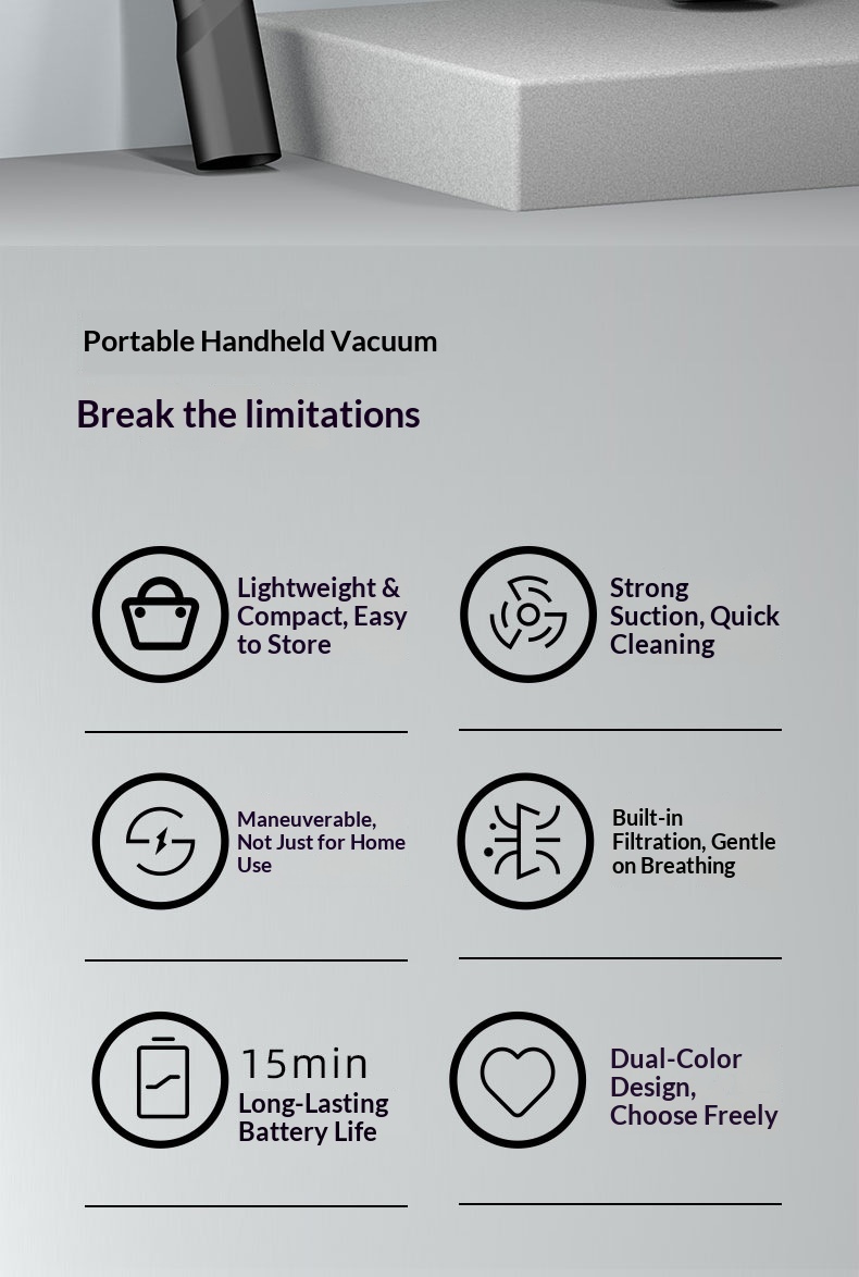 Großhandel Kabelloser tragbarer Handstaubsauger Mini-Autostaubsauger Super leistungsstark_voghion.com