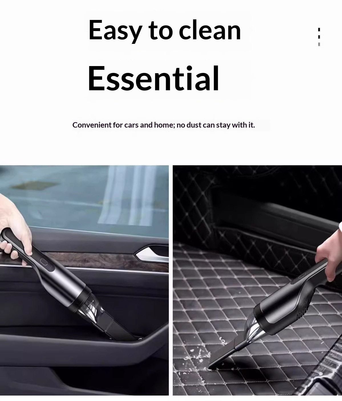 Draadloze autostofzuiger met supersterke zuigkracht en hoog vermogen, ideaal voor tweeërlei gebruik._voghion.com