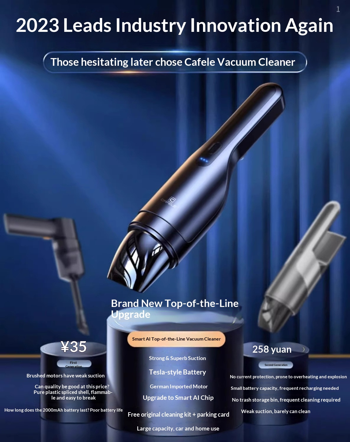 Draadloze autostofzuiger met supersterke zuigkracht en hoog vermogen, ideaal voor tweeërlei gebruik._voghion.com