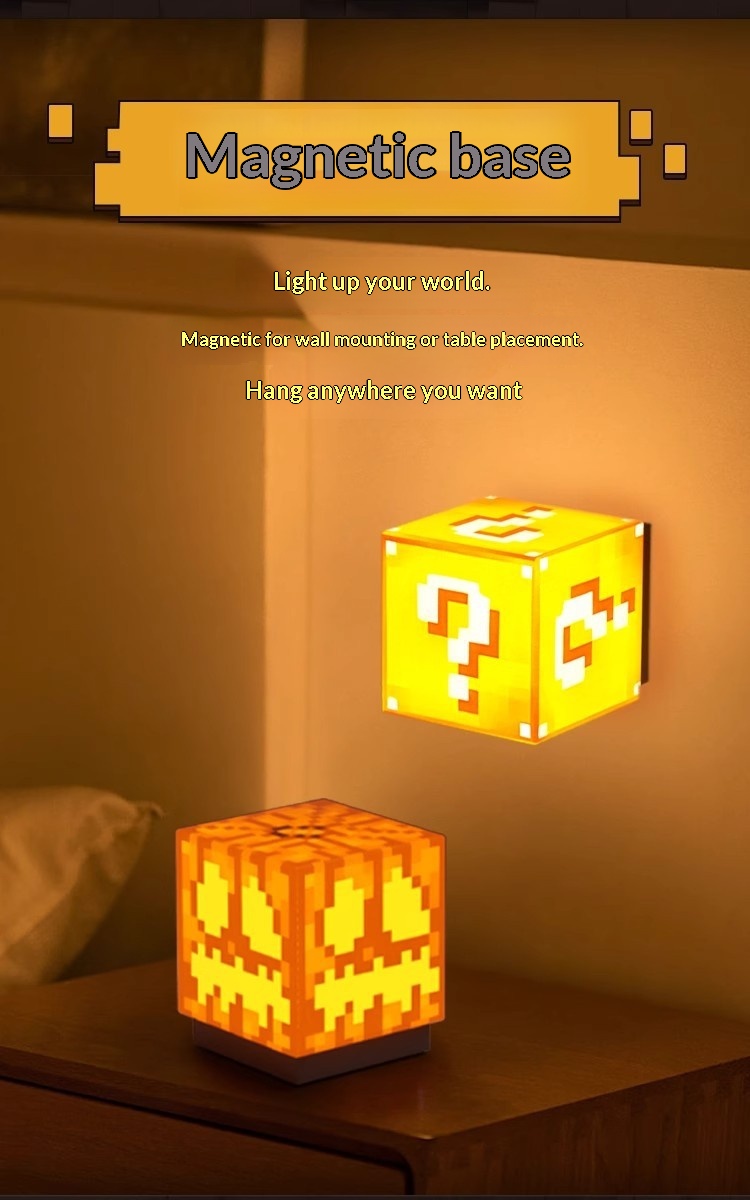 Minecraft Block Miner Night Light Rechargeable Magnetic Lamp_voghion.com