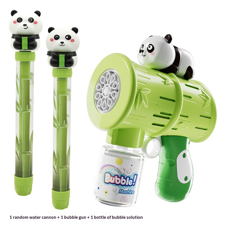 Chinese Style Cartoon Panda Pull Cannon Electric Bubble Gun Water Play Toy_voghion.com
