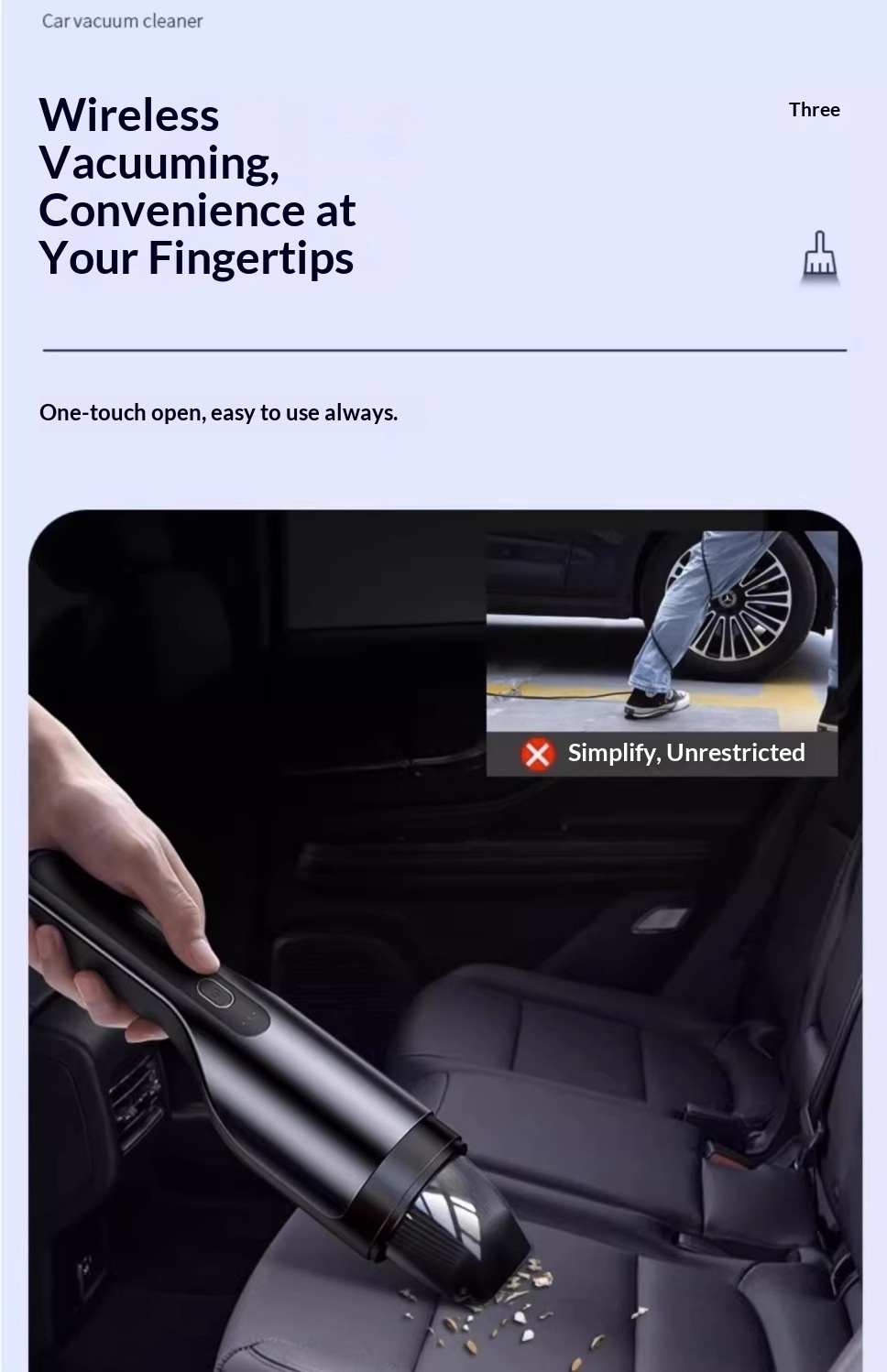 Draadloze autostofzuiger met supersterke zuigkracht en hoog vermogen, ideaal voor tweeërlei gebruik._voghion.com