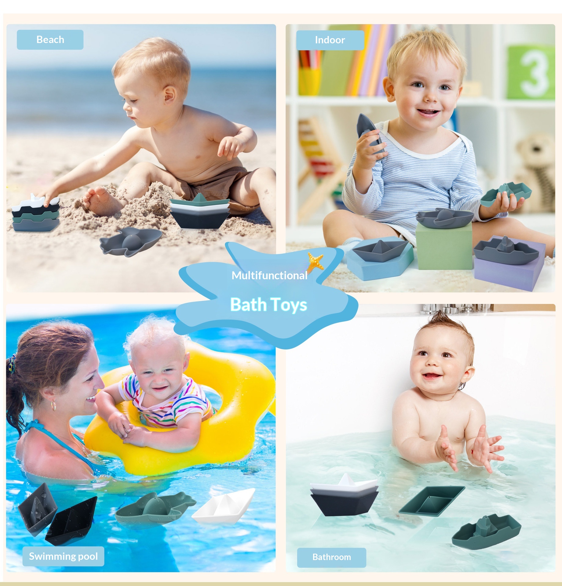 Ensemble de jouets de bain éducatifs en silicone pour enfant_voghion.com