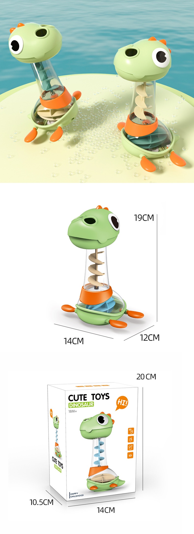 Dinosaur rotationsbadelegetøj med vandsprøjt til baby og børn_voghion.com