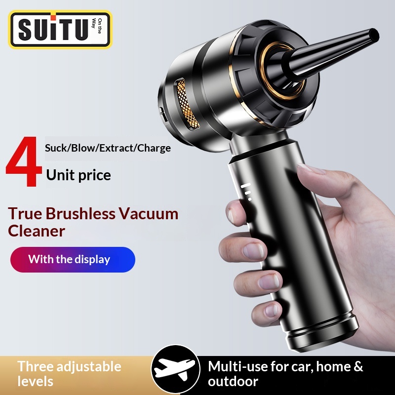 SuiTu Wireless Vacuum Cleaner Blowing Charging Pumping For Car And Home Use, Small Brushless Three-Speed High Suction_voghion.com