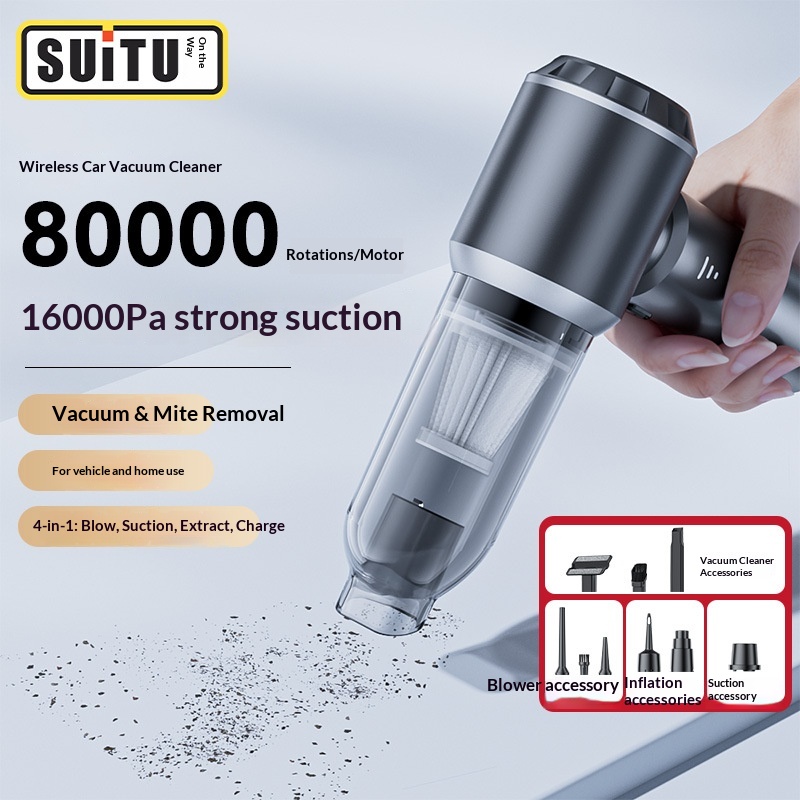 Aspirapolvere senza spazzole ad alta potenza, super potente, con tre velocità regolabili, indicatore di batteria, soffiaggio e aspirazione portatile._voghion.com