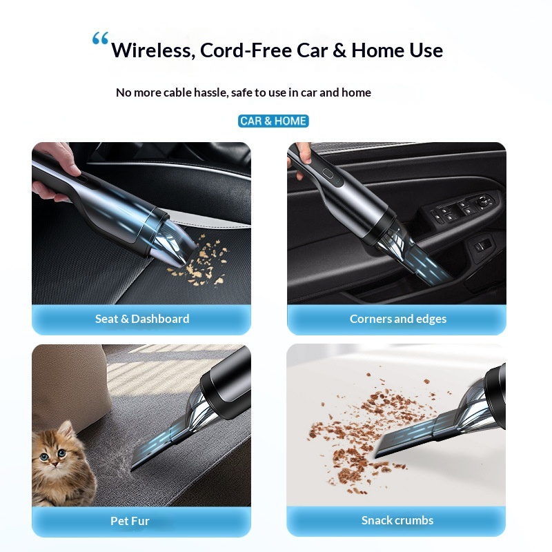 Kafeila draadloze handstofzuiger voor zowel auto als thuis, met krachtige zuigkracht._voghion.com