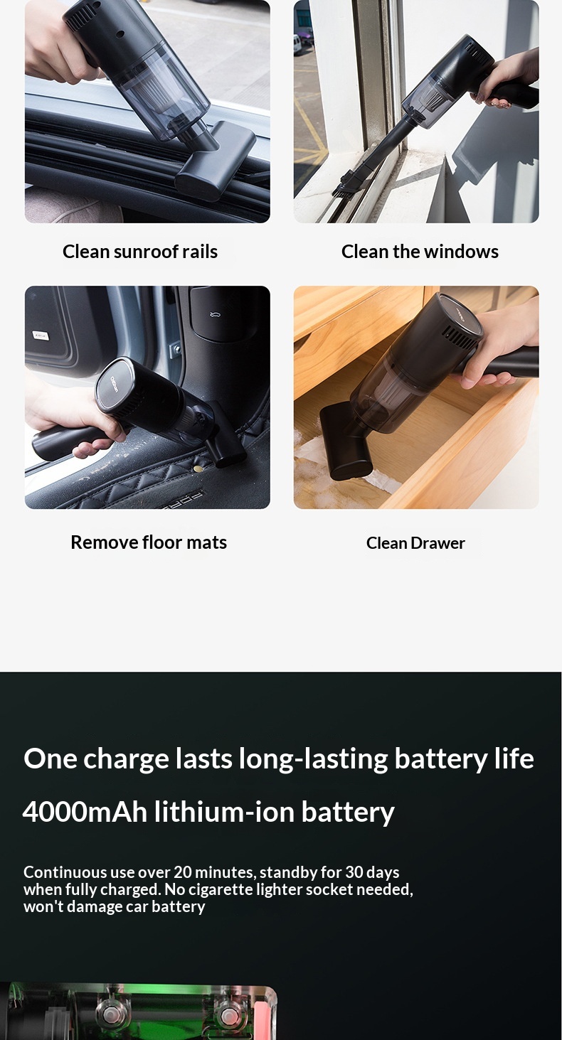 Zubehör Kabelloser Handstaubsauger mit hoher Saugkraft für kleine Autos_voghion.com