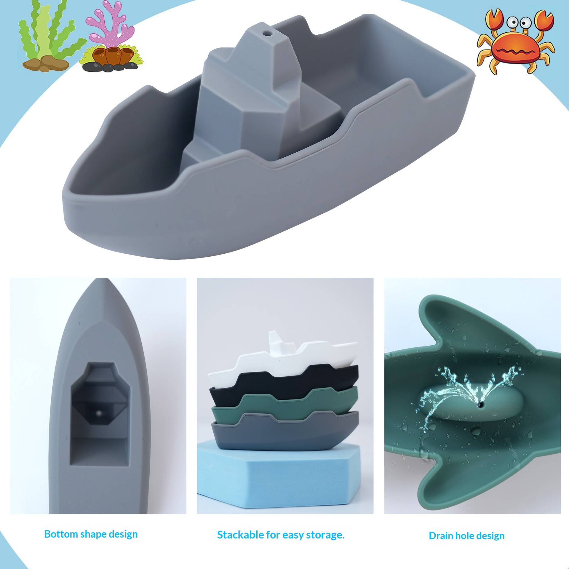 Ensemble de jouets de bain éducatifs en silicone pour enfant_voghion.com