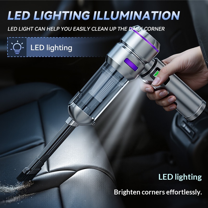 Aspirateur 2 en 1 pour voiture, soufflant et aspirant, sans balais, haute puissance, avec affichage numérique LED intégré. Nettoyage et gonflage haute puissance._voghion.com