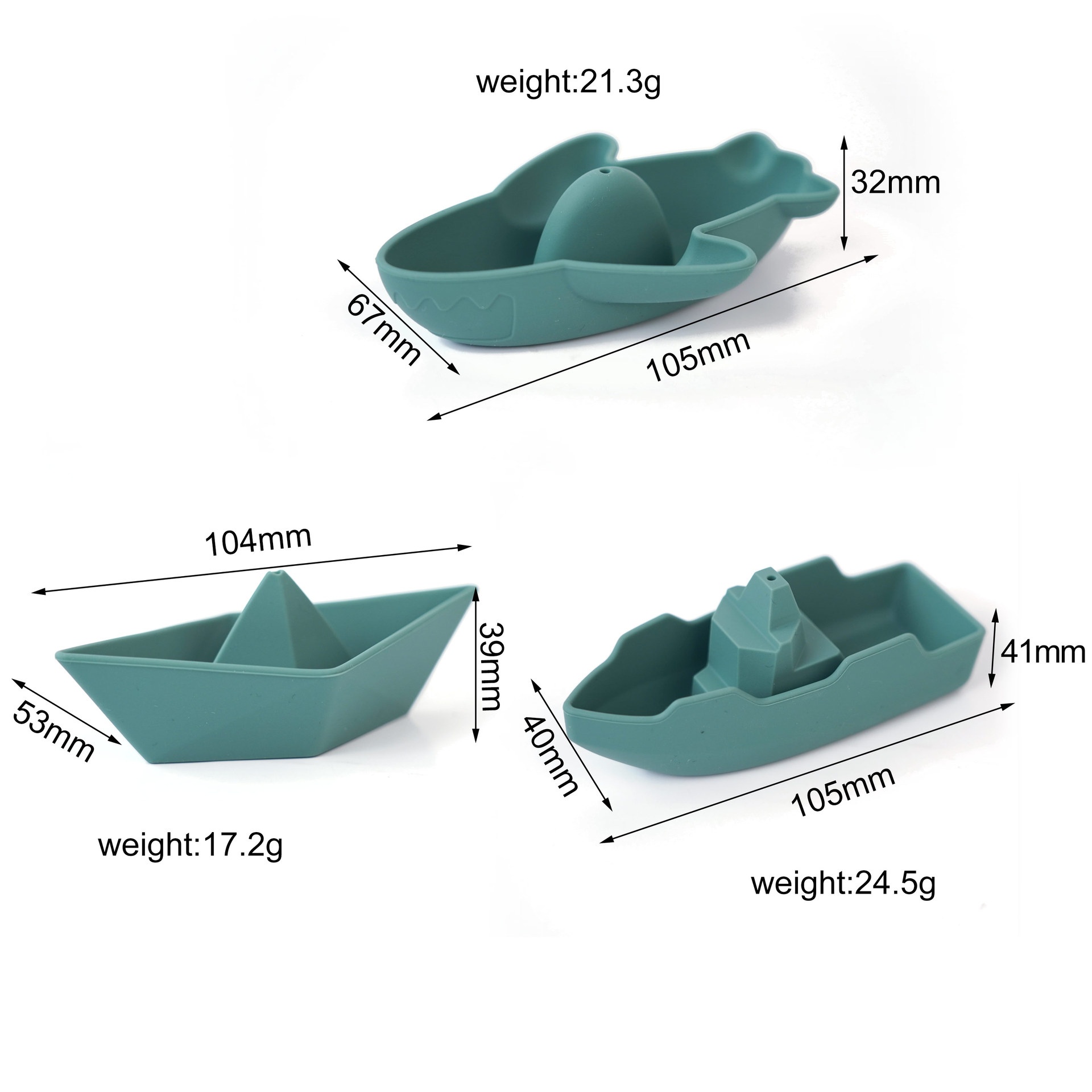 Vente en gros transfrontalière de jouets de bain pour enfants : ensemble de trois pièces comprenant un bateau en papier silicone éducatif, un requin et des jouets pour jouer dans l'eau._voghion.com