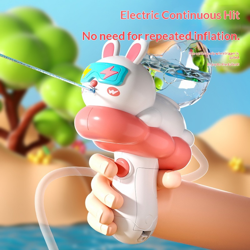Pistola de agua eléctrica automática con diseño de animales de dibujos animados, ideal para jugar en la playa durante el verano. Juguete para niños y niñas._voghion.com