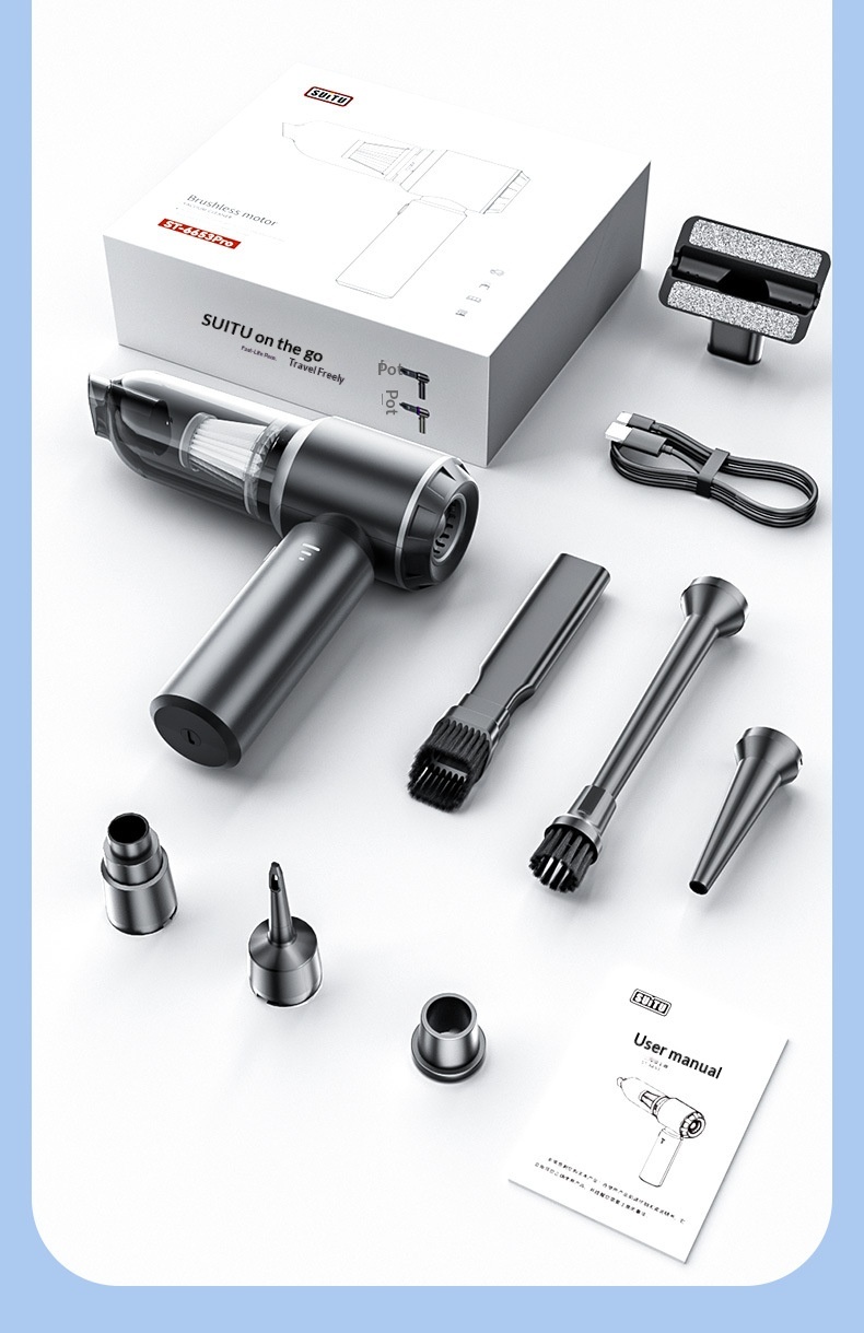 Aspirapolvere senza spazzole ad alta potenza, super potente, con tre velocità regolabili, indicatore di batteria, soffiaggio e aspirazione portatile._voghion.com