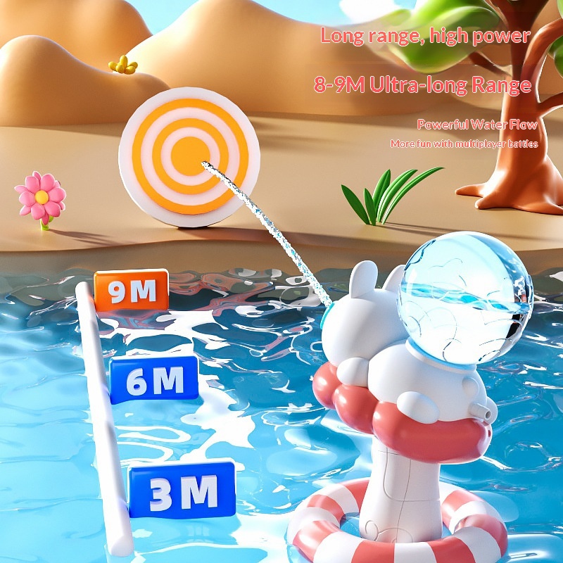 Pistola de agua eléctrica automática con diseño de animales de dibujos animados, ideal para jugar en la playa durante el verano. Juguete para niños y niñas._voghion.com