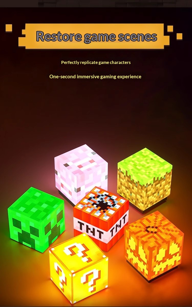 Minecraft Block Miner Night Light Rechargeable Magnetic Lamp_voghion.com