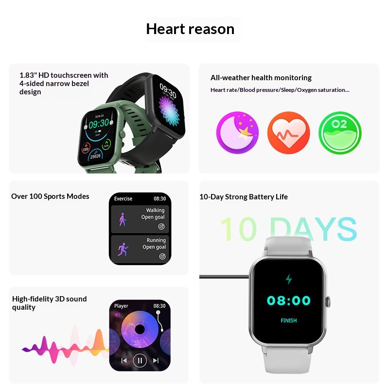 awei H25 Sports Smart Watch With HD Large Screen, Mobile APP Interconnection, Bluetooth Phone, Health Bracelet_voghion.com