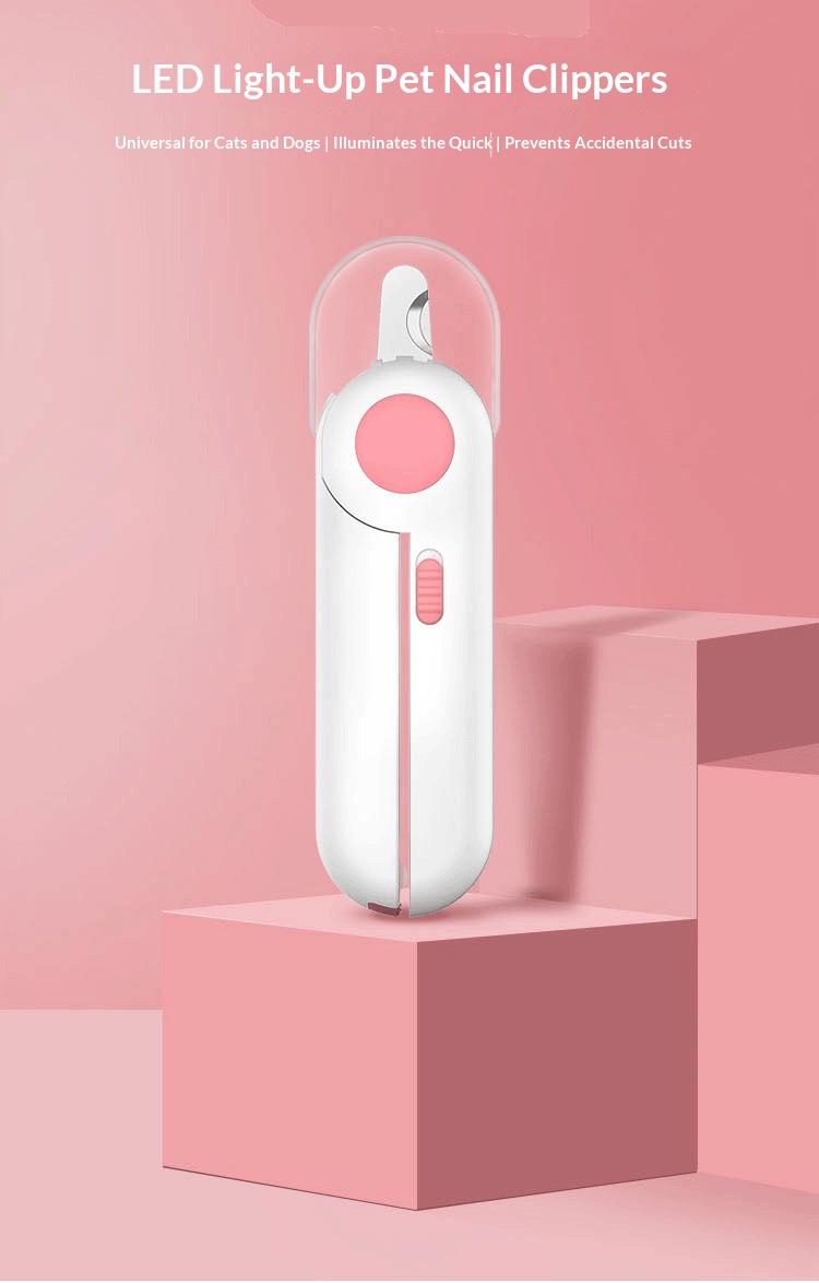 LED Light-Up Pet Nail Clippers on a pink pedestal