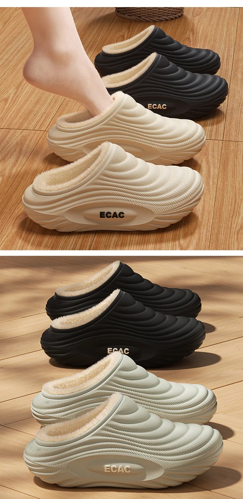 Winter Women Slippers Indoor Leather House Waterproof Warm Home Fur Slipper Male Room Plush Fuzzy Outdoors Non Slip Flat Shoes_voghion.com