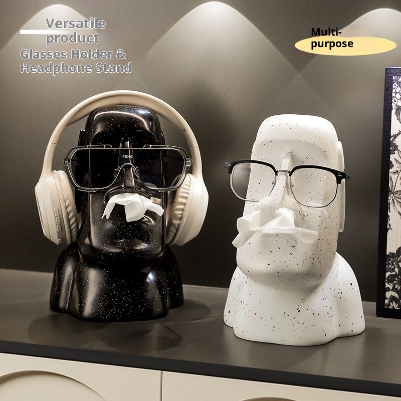 Creative Moai Stone Man Like Tissue Box Living Room Light Luxury High End Household Paper Box High Sense Home Decoration Ornament Ornament_voghion.com