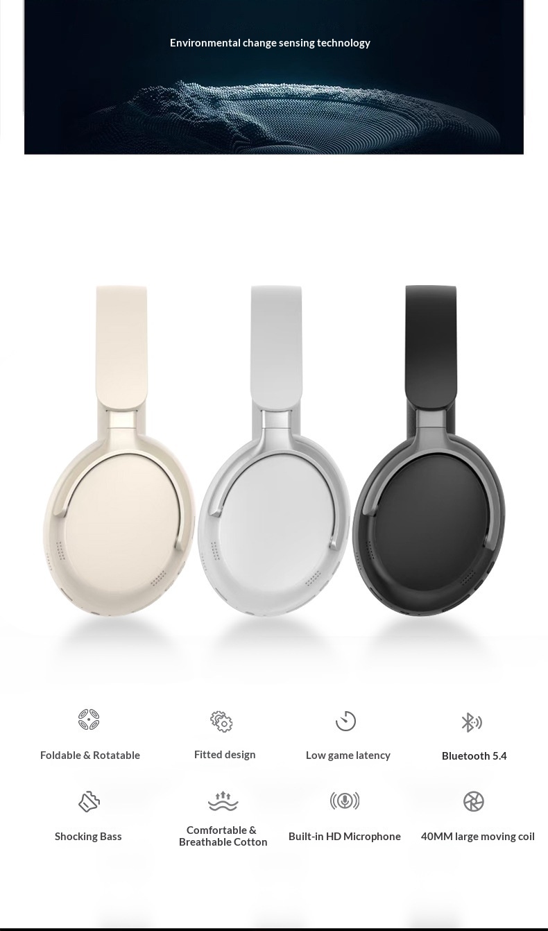 Neue Bosee/P55 ULTRA Kopfhörer mit 3D-Stereo-Ohrpolstern, kabelloser Geräuschunterdrückung und Bluetooth für den Außenbereich, Geschenkidee_voghion.com