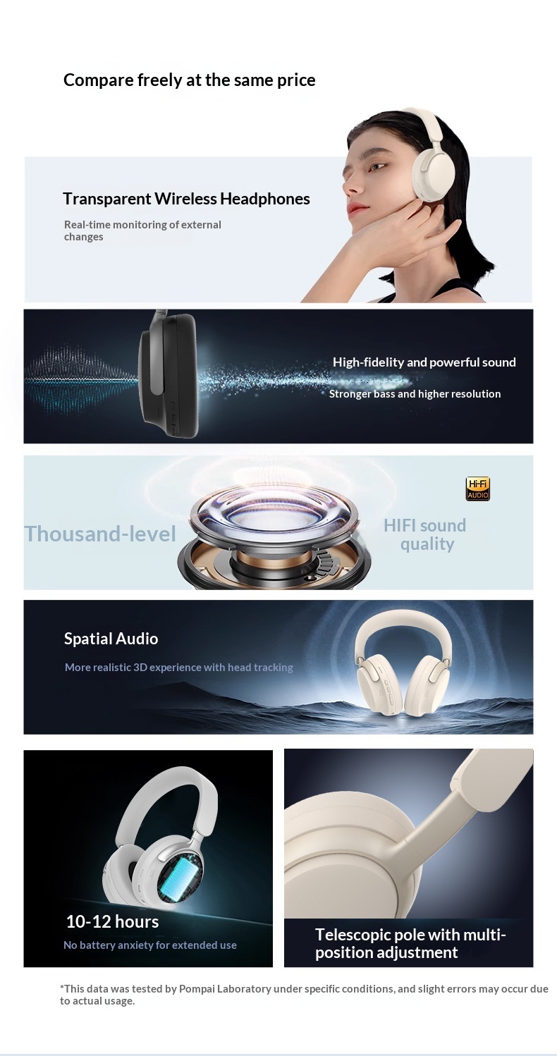 Neue Bosee/P55 ULTRA Kopfhörer mit 3D-Stereo-Ohrpolstern, kabelloser Geräuschunterdrückung und Bluetooth für den Außenbereich, Geschenkidee_voghion.com