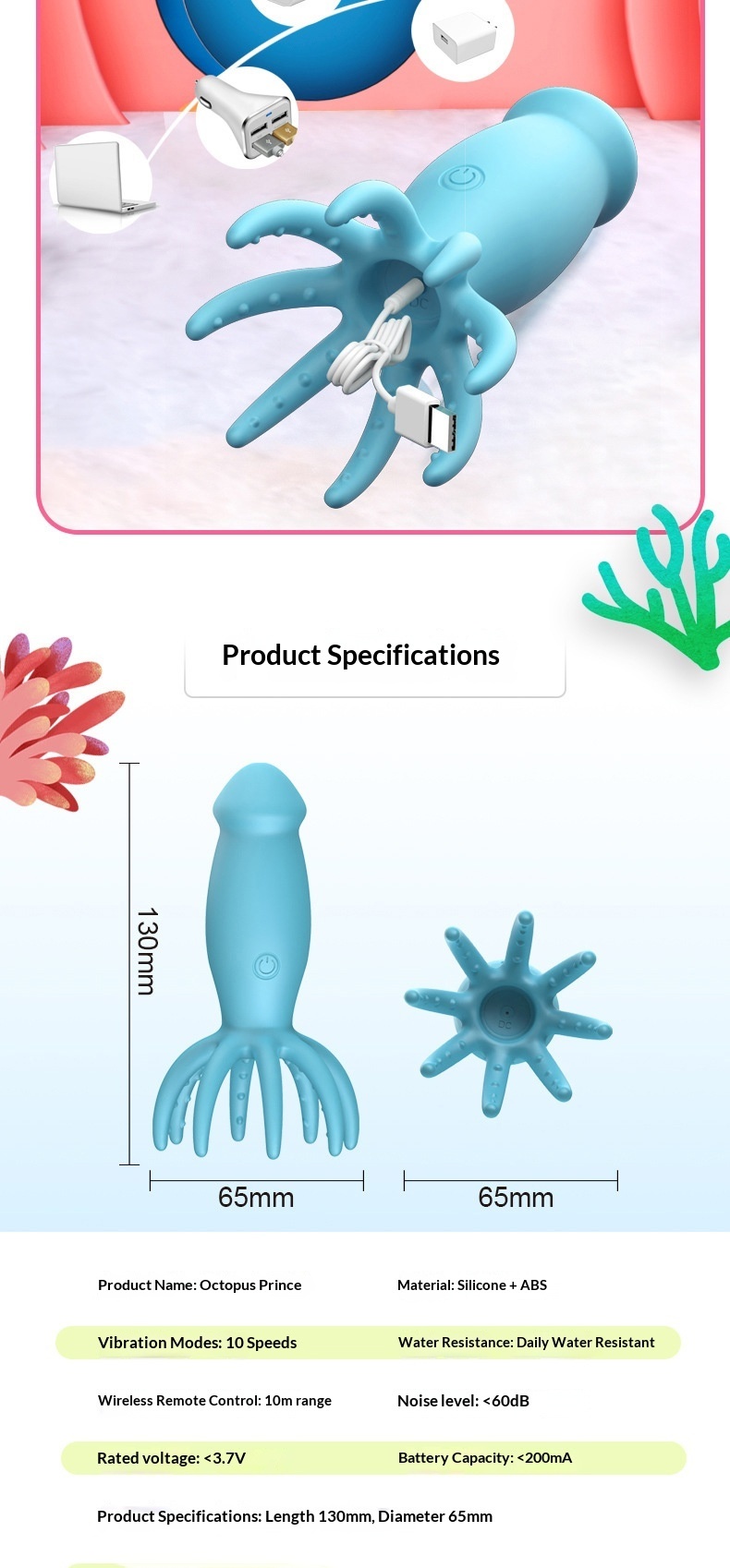Octopus Remote Control Vibrator Waterproof Wearable Sex Toy_voghion.com