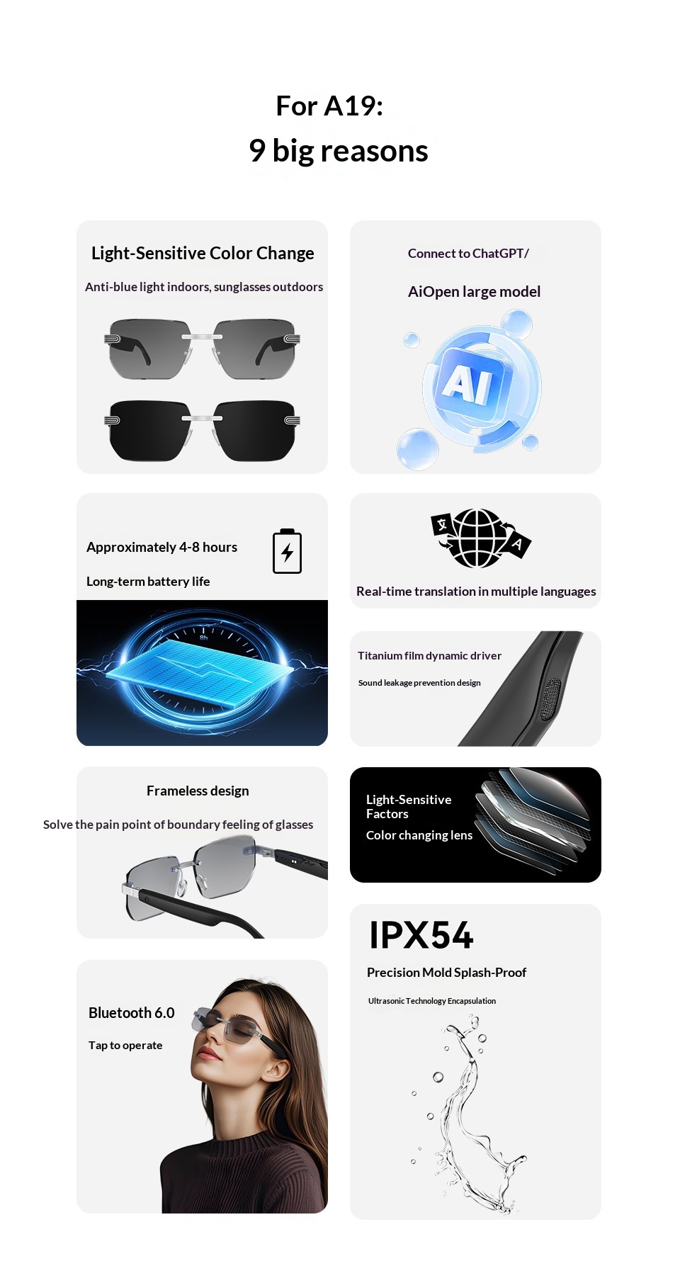 Smart Glasses Frameless Myopia Presbyopia Bluetooth Audio Color Changing Smart Glasses_voghion.com