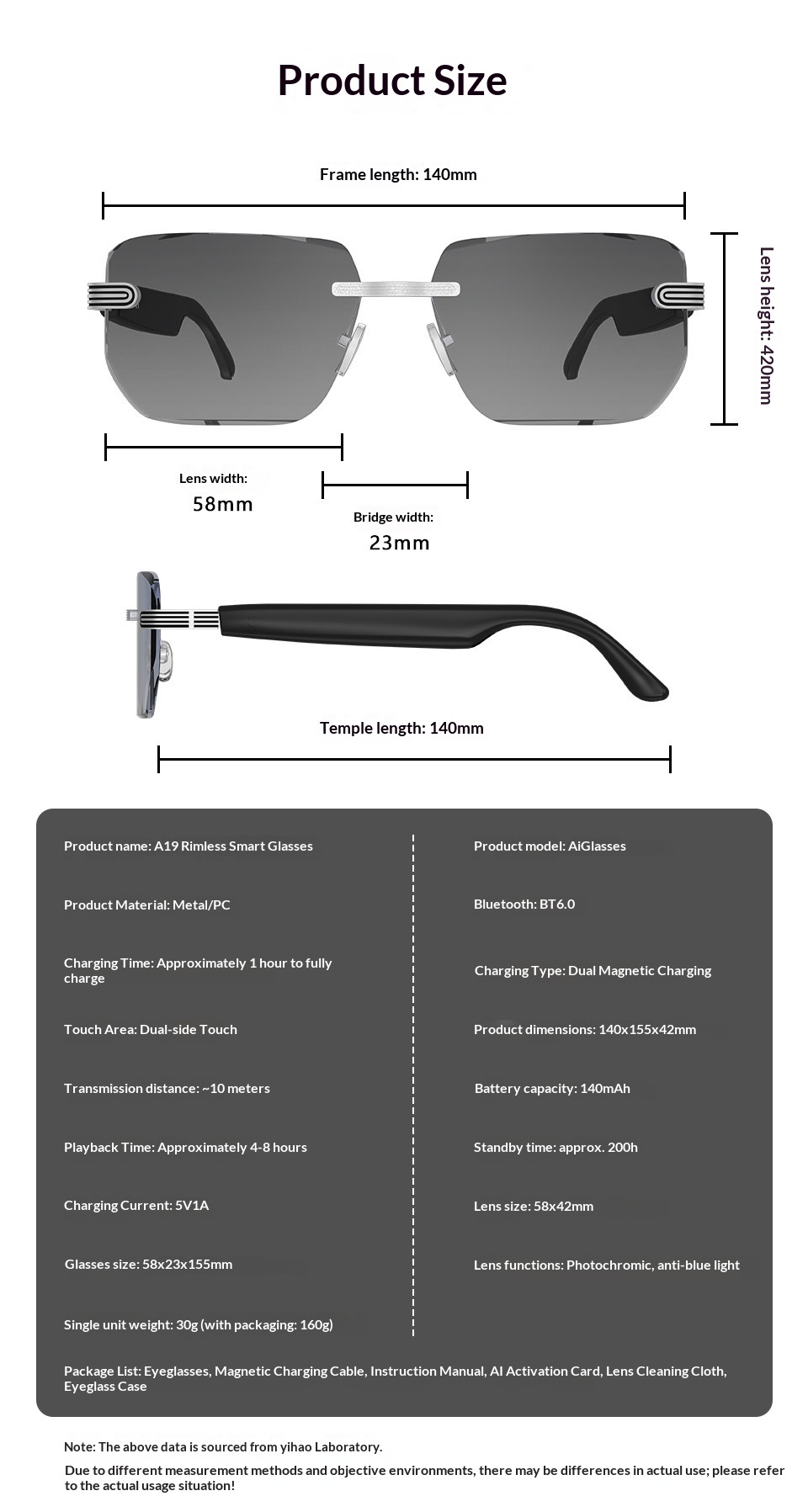 Smart Glasses Frameless Myopia Presbyopia Bluetooth Audio Color Changing Smart Glasses_voghion.com