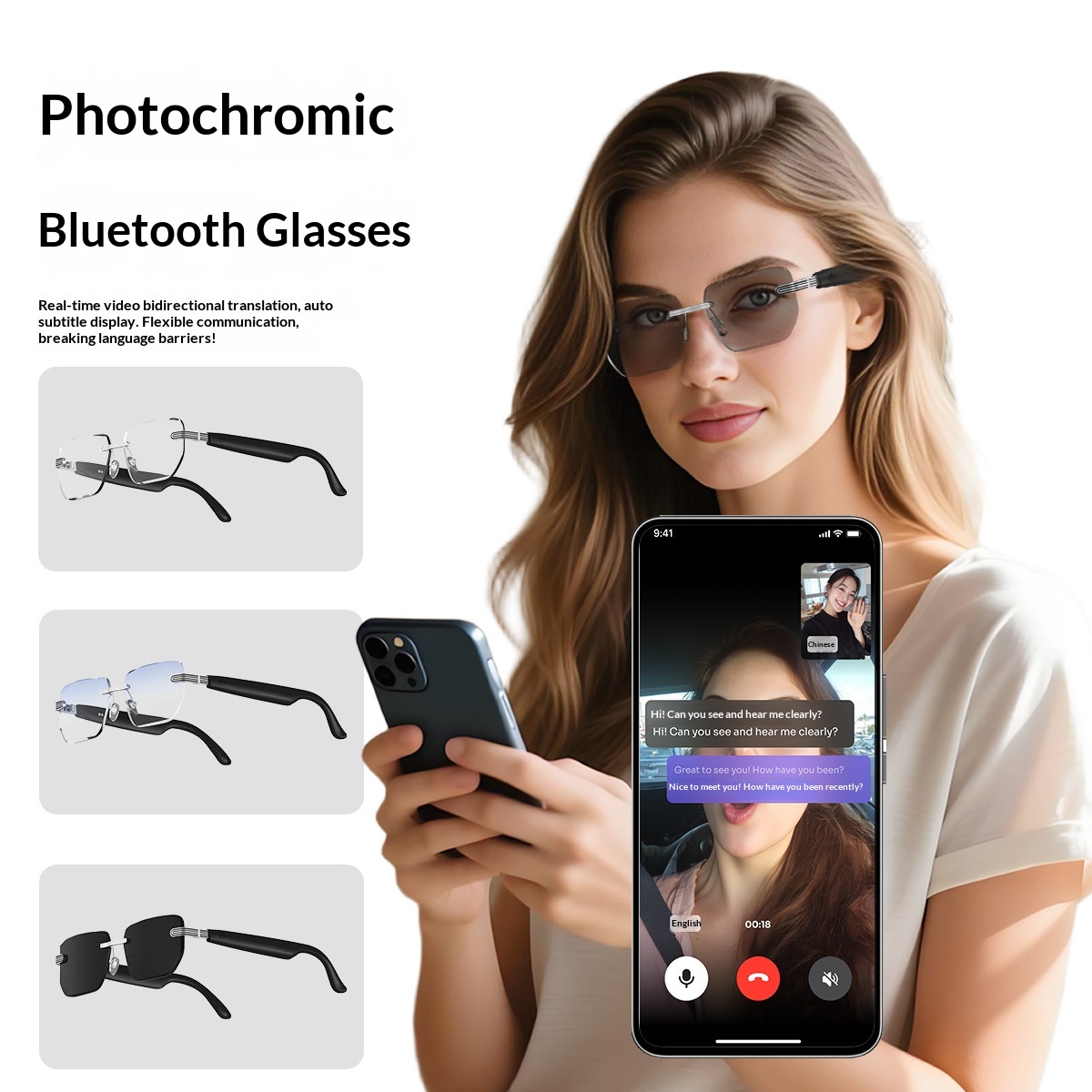 Smart Glasses Frameless Myopia Presbyopia Bluetooth Audio Color Changing Smart Glasses_voghion.com